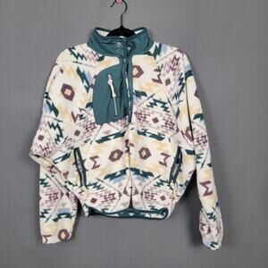RSQ Fleece Pullover Jacket Aztec Southwestern Quarter Snap Mock Neck